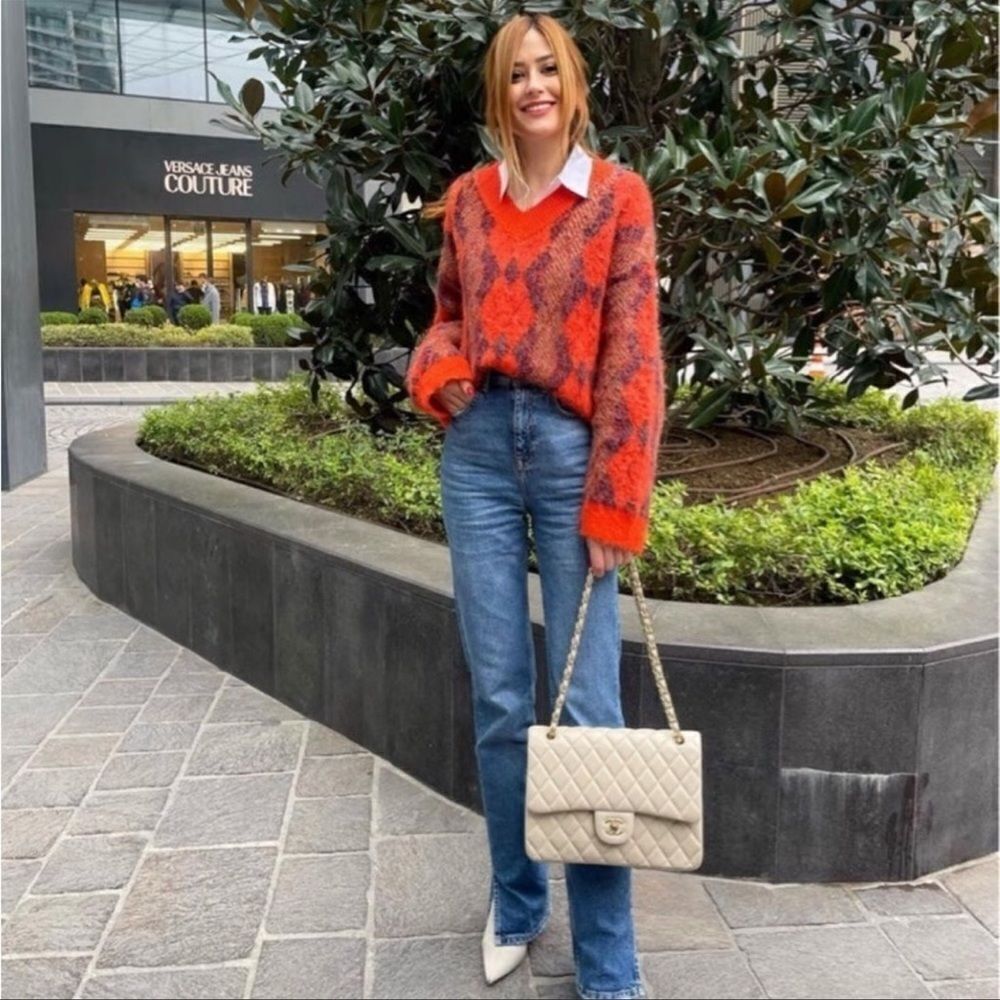Zara blogger favorite multicolor alpaca blend knit sweater